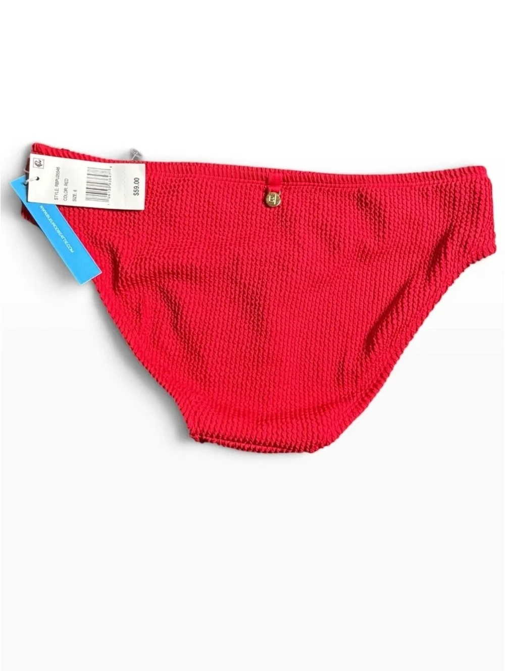 BLEU ROD BEATTIE red pucker up hipster ribbed bikini bottom size Small $59 NWT